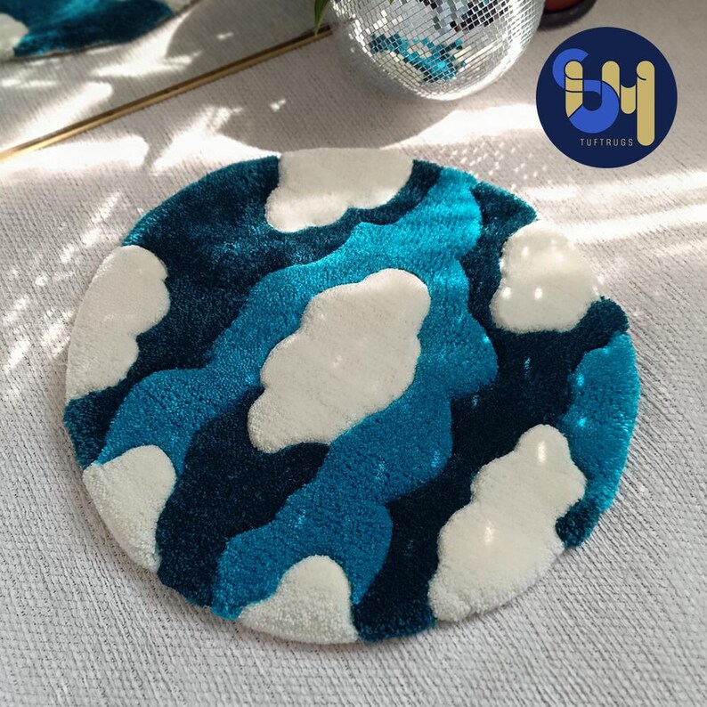 Archie Cloud Rug Cloud Tufted Rug, Sky Area Round Cloud Carpet, Cute Room Decor, Custom ...