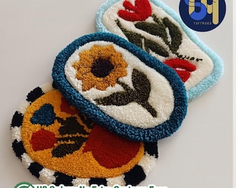 Boho Wandbehang - Handgemachter Blumen-Wanddekor, Woll-Eckenteppich-Kunst, Wandkunst für Wohnkultur, Einweihungsgeschenk, getufteter Wandteppich