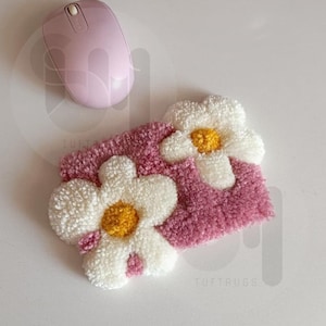 Mouse Pad Tuft Rug Custom Tufted Keyboard Rug – Fluffy Moss Daisy Pad, Puffy Wrist Rest ...