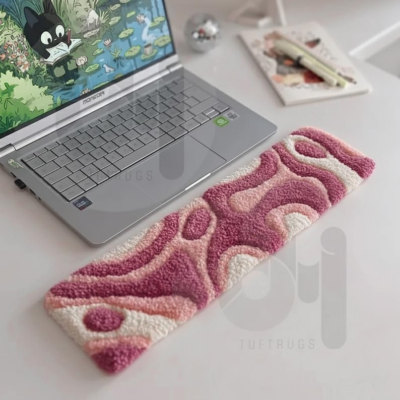 Fluffy Computer Green Moss Keyboard Rug, Puffy Wrist Rest, Fluffy Tufted Desk Mat ...