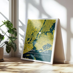 Carte Où tout a commencé, Carte où nous nous sommes rencontrés, Carte de notre premier rendez-vous galant, Cadeau d'anniversaire, Notre histoire, Cadeau d'anniversaire, Souvenir de notre premier rendez-vous galant, Toile cadeau