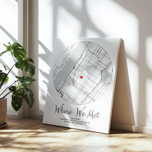 Carte Où tout a commencé, Carte où nous nous sommes rencontrés, Carte de notre premier rendez-vous galant, Cadeau d'anniversaire, Notre histoire, Cadeau d'anniversaire, Souvenir de notre premier rendez-vous galant, Toile cadeau
