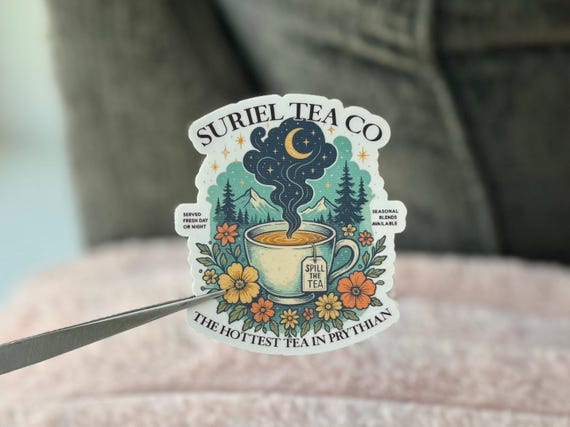 ACOTAR Suriel Tea Co. Sticker- Fantasy Bookish Sticker, SJM Romantasy Book Stickers, Cute Bookish Kindle Sticker, ACOTAR Sticker