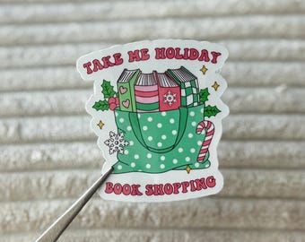 Pegatina navideña para comprar libros: pegatina de libros con ambiente acogedor, pegatina para amantes de los libros románticos, merchandising navideño de libros, regalo navideño de un libro romántico de invierno