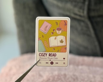 Cozy Reader Spooky Bookish Sticker- Cozy Autumn Book Stickers, Ghost Bookshelf Sticker, Cute Halloween Bookish Kindle Sticker