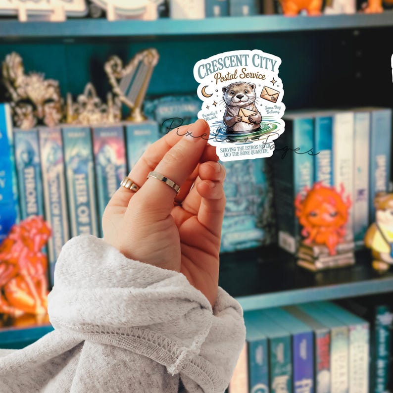 Crescent City Messenger Otter STICKER- Fantasy Bookish Sticker, SJM Romantasy Book Stickers, Cute Bookish Kindle Sticker, ACOTAR Sticker image 3