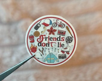 Friends Don’t lie Sticker- Strange Things Sticker, TV show Sticker, retro Stickers, hawkins Kindle Sticker, demogorgon Sticker