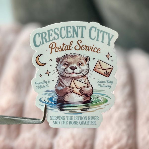 Crescent City Messenger Otter STICKER- Fantasy Bookish Sticker, SJM Romantasy Book Stickers, Cute Bookish Kindle Sticker, ACOTAR Sticker