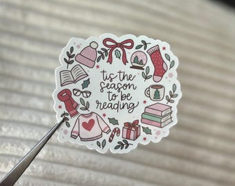 Pegatina navideña de lectura: pegatina de libro con ambiente acogedor, pegatina navideña de lectura, merchandising navideño de libros, regalo de libro romántico acogedor