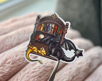 Fourth Wing Bookshelf Sticker- Tairn and Andarna Bookish Sticker, Romantasy Book Stickers, Bookish Kindle Sticker, Basgaith Sticker