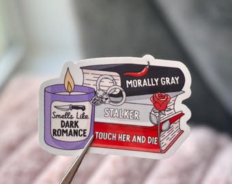 Dark Romance Bookstack Sticker- Smut Book sticker, Naughty Bookish Sticker, Spicy Book Merch, Dark Romance Book Gift