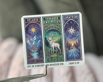 Throne of Glass/ACOTAR/Crescent City Bookish Sticker-SJM Romantasy Book Stickers, Cute Bookish Kindle Sticker, Stained Glass Sticker