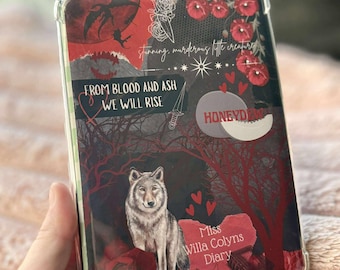 Inserto para Kindle de "De Sangre y Ceniza" - Inserto para funda Kindle de Poppy y Casteel, arte literario romántico para lectores electrónicos, Kindles, Kobo e iPad.