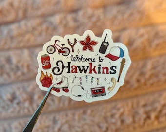 Welcome to Hawkins Sticker- Stranger Things Sticker, TV show Sticker, retro  Stickers, hawkins Kindle Sticker, demogorgon Sticker