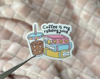 Pegatina de café y lectura: pegatinas románticas de libros, pegatinas estéticas de libros, pegatinas lindas de libros para Kindle
