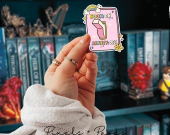 Book ON, Anxiety OFF STICKER- Cute Funny Bookish Stickers, Girly Bookish Stickers, Cute Bookish Kindle Sticker