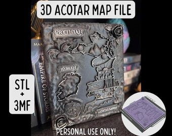 ACOTAR Map 3D STL File – Bookish Romantasy Decor (Digital Download)