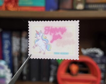 Zodiac Academy Horny for the Horn STICKER- Fantasy Bookish Sticker, Unicorn Romantasy Book Stickers, Cute Bookish Kindle Sticker,