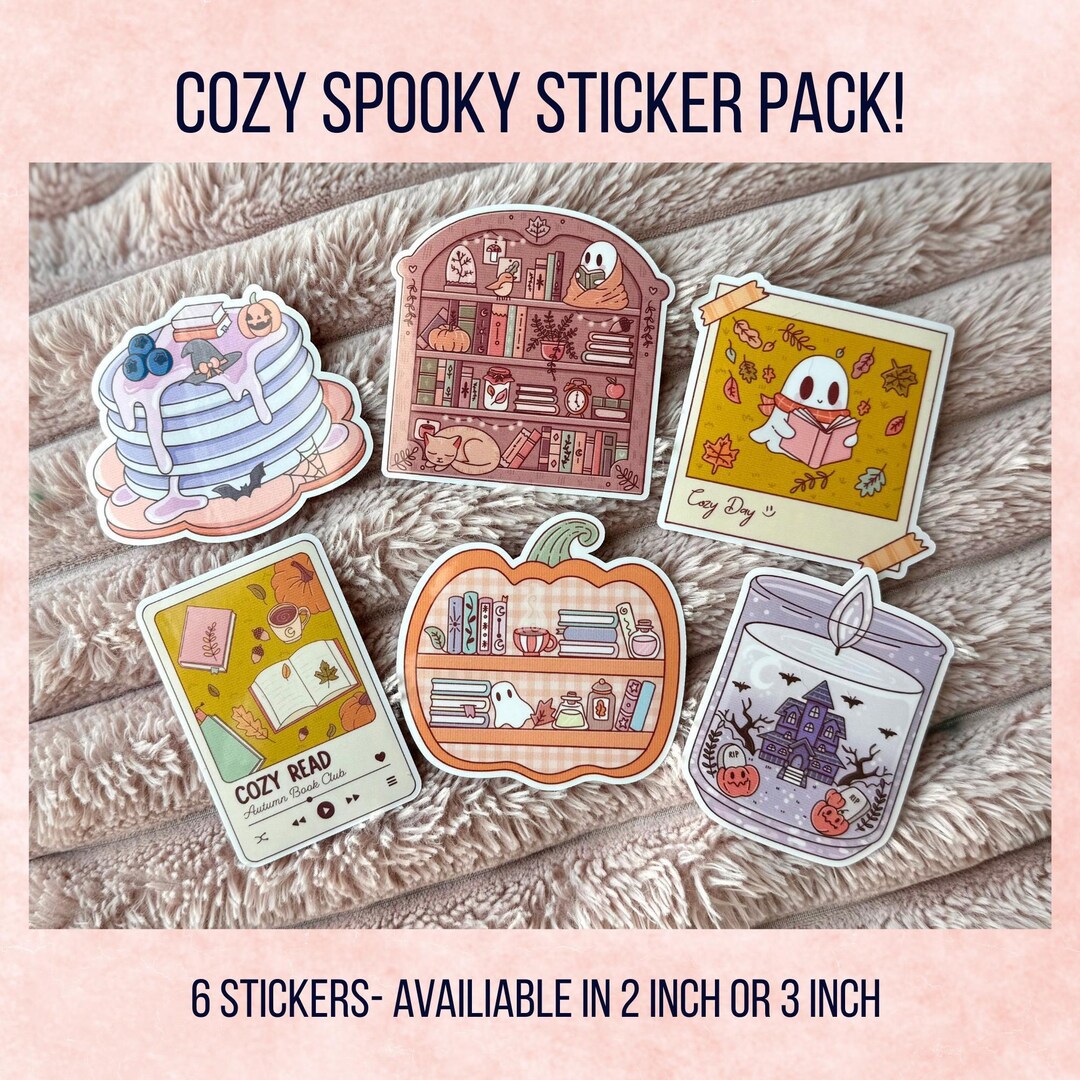 Spooky Bookish Sticker Pack- Cozy Autumn Book Stickers, Ghost Bookshelf ...