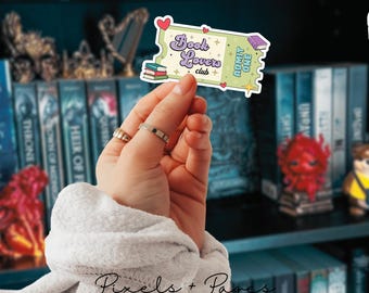 Sticker billet de livre Book Lovers Club - Stickers livresques drôles mignons, autocollants livresques girly, autocollant Kindle livresques mignons