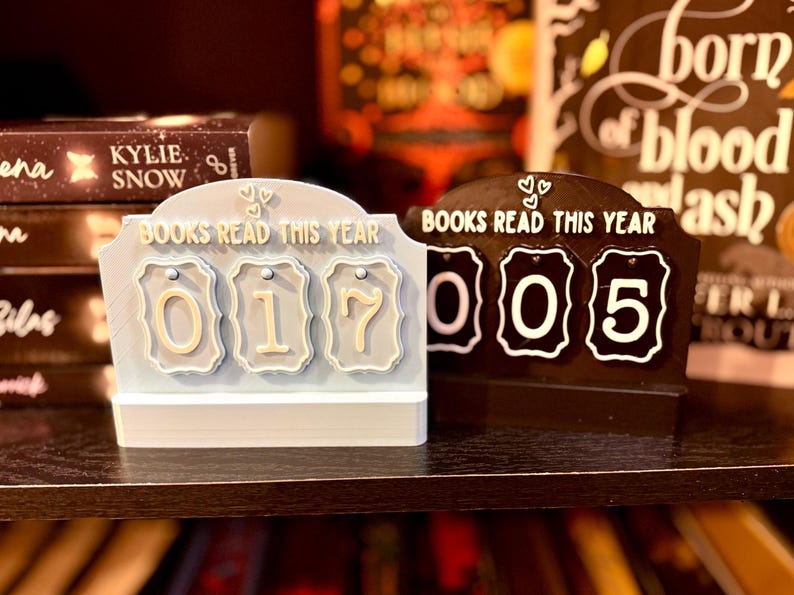 Book Tracker Counter- Reading Counter Bookshelf Decor, 3D printed Book Plaque, Book Lover Gift, Reading Nook Decor, Custom Colors tracker image 3