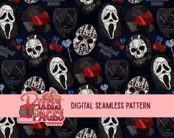 Masked Men Stained Glass Seamless Pattern- Ghost, Legacy of Gods, Michael Seamless Digital Download, Dark Romance Book Design