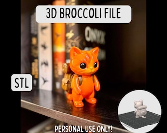 Broccoli the Cat 3D STL Digital File- bookish 3D files, 3D printer files, bookish 3D, romantasy STL