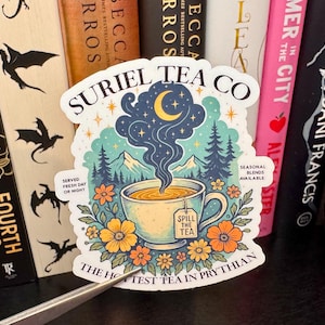 ACOTAR Suriel Tea Co. Sticker- Fantasy Bookish Sticker, SJM Romantasy Book Stickers, Cute Bookish Kindle Sticker, ACOTAR Sticker bild 2