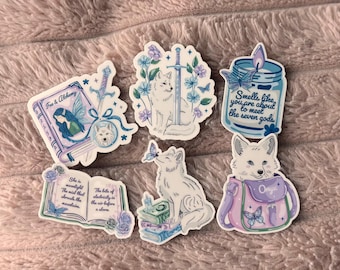 Quicksilver Bookish Sticker Pack- Kingfisher Romantasy Book Stickers, Onyx Fox Sticker, Fae & Alchemy, Cute Bookish Kindle Sticker
