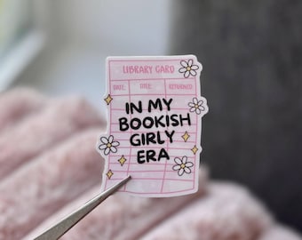 Bookish Girlie Era Library Card STICKER- Romance Bookish Sticker, Romantasy Book Stickers, Cute Bookish Kindle Sticker