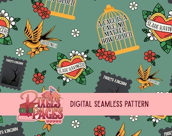 Plated Prisoner Seamless Pattern- Bookish Seamless Digital Download, Slade Ravinger design, Romantasy Seamless