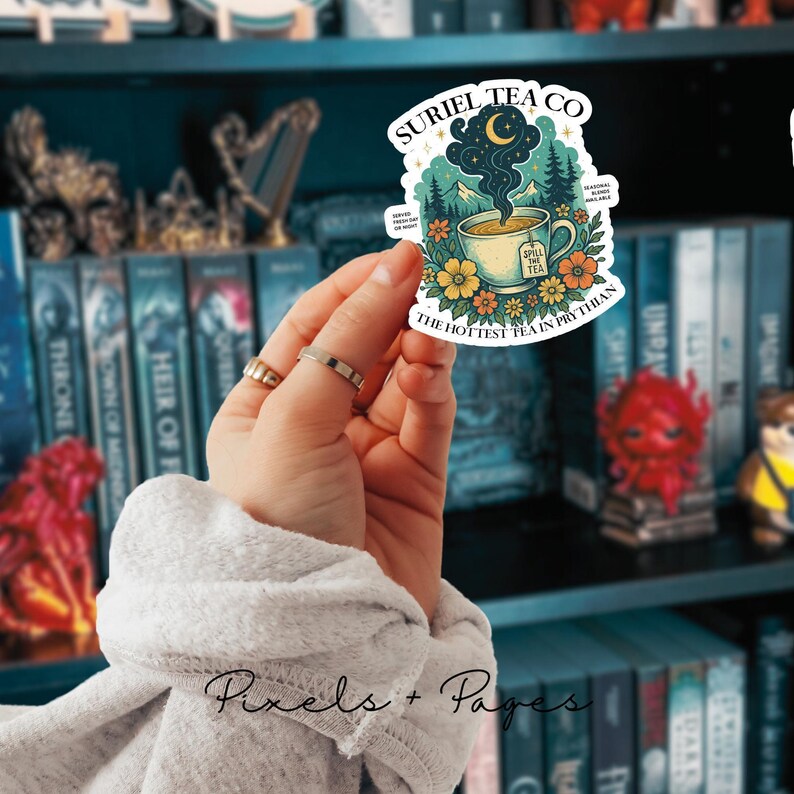 ACOTAR Suriel Tea Co. Sticker- Fantasy Bookish Sticker, SJM Romantasy Book Stickers, Cute Bookish Kindle Sticker, ACOTAR Sticker bild 3