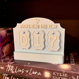 Book Tracker Counter- Reading Counter Bookshelf Decor, 3D printed Book Plaque, Book Lover Gift, Reading Nook Decor, Custom Colors tracker image 1