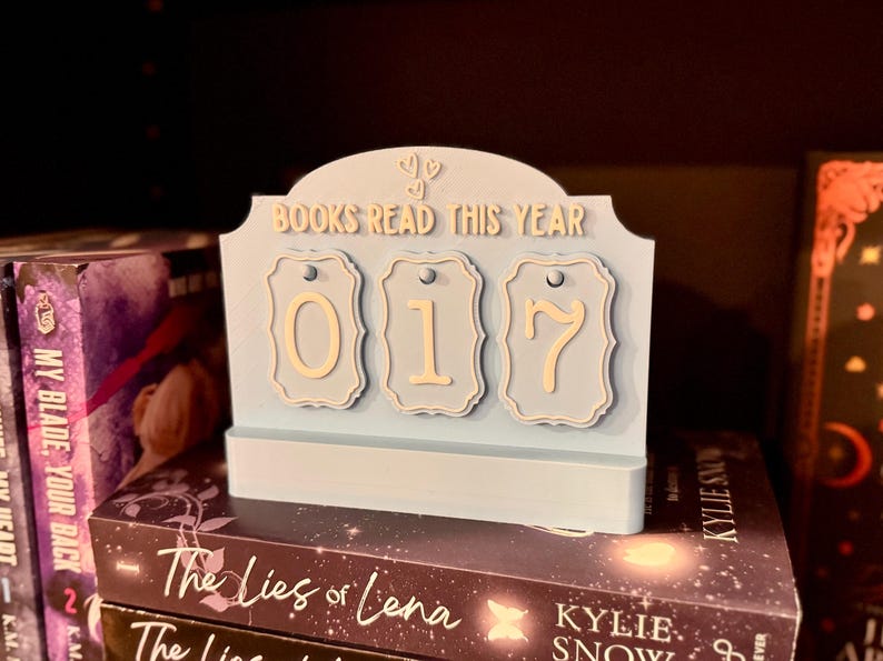 Book Tracker Counter- Reading Counter Bookshelf Decor, 3D printed Book Plaque, Book Lover Gift, Reading Nook Decor, Custom Colors tracker image 1