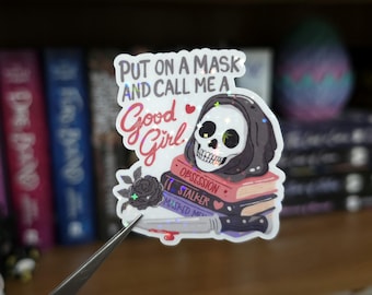 Pegatina de hombres enmascarados "Good Girl" - Pegatina de libro erótico, pegatina de libros picantes, merchandising de libros, regalo de libros de romance oscuro