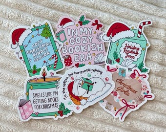Christmas Bookish Sticker Pack 2- Cozy Winter Book Stickers, Girly Bookshelf Sticker, Cute santa Bookish Kindle Sticker