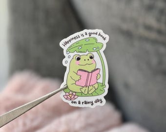 Bookish Frog STICKER- Romance Bookish Sticker, Frog and Toad Aesthetic Book Stickers, Cute Bookish Kindle Sticker