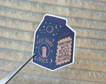 Silly Goose Juice STICKER- Funny Goose Sticker, Cute Bookish Kindle Sticker, Dark Witchy Goose Sticker