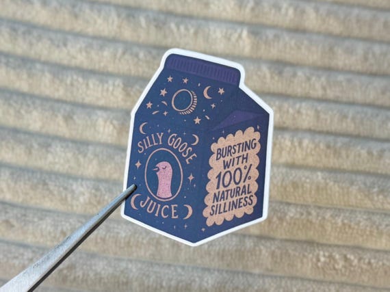 Silly Goose Juice STICKER- Funny Goose Sticker, Cute Bookish Kindle Sticker, Dark Witchy Goose Sticker