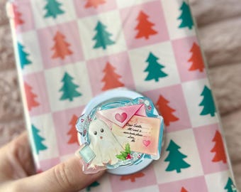 Christmas Ghost Kindle Grip - Girly Bookish Kindle Holder, Holiday Kindle Accesories, Cute Winter Bookish gift, Reader gift