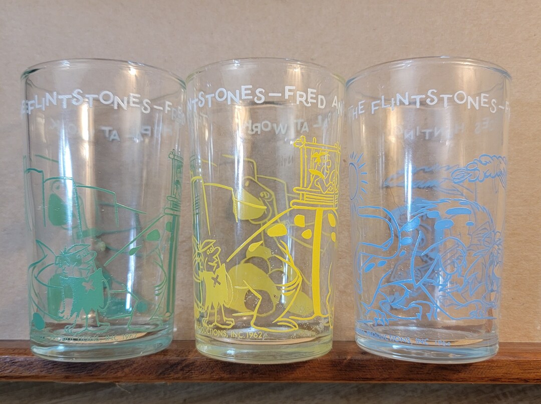 Welchs Flintstone Jelly Glasses Flintstone Glasses Jelly Etsy
