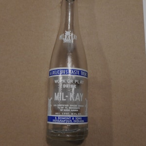Mil Kay pop, work and play  bottle,  vintage soda bottle, vintage pop bottle, old pop bottle, vintage soda bottle, vintage bottle,  bottles