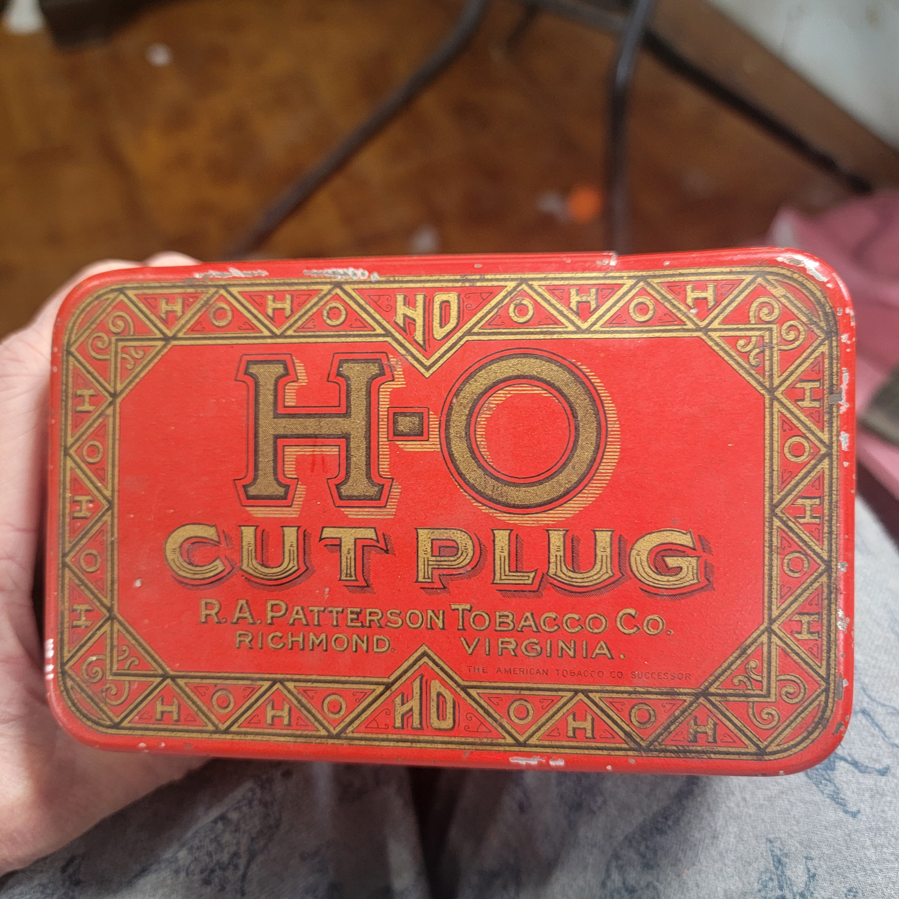 old h red tobacco H O Tobacco Tin, HO Cut Plug Tobacco, Vintage Tins, Tobacco Tins, Old Tins,  Tobacciana, Free Shipping