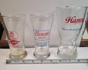 Hamm&#39;s beer glasses, Grain Belt beer glass,  breweriana glasses, vintage beer glasses, vintage bar glasses, Hamm&#39;s glasses  FREE SHIPPING