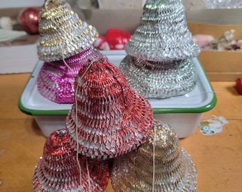 Vintage Christmas ornaments, vintage paper mache wire mesh  bell ornaments, lot of Christmas bells, vintage ornaments FREE SHIPPING