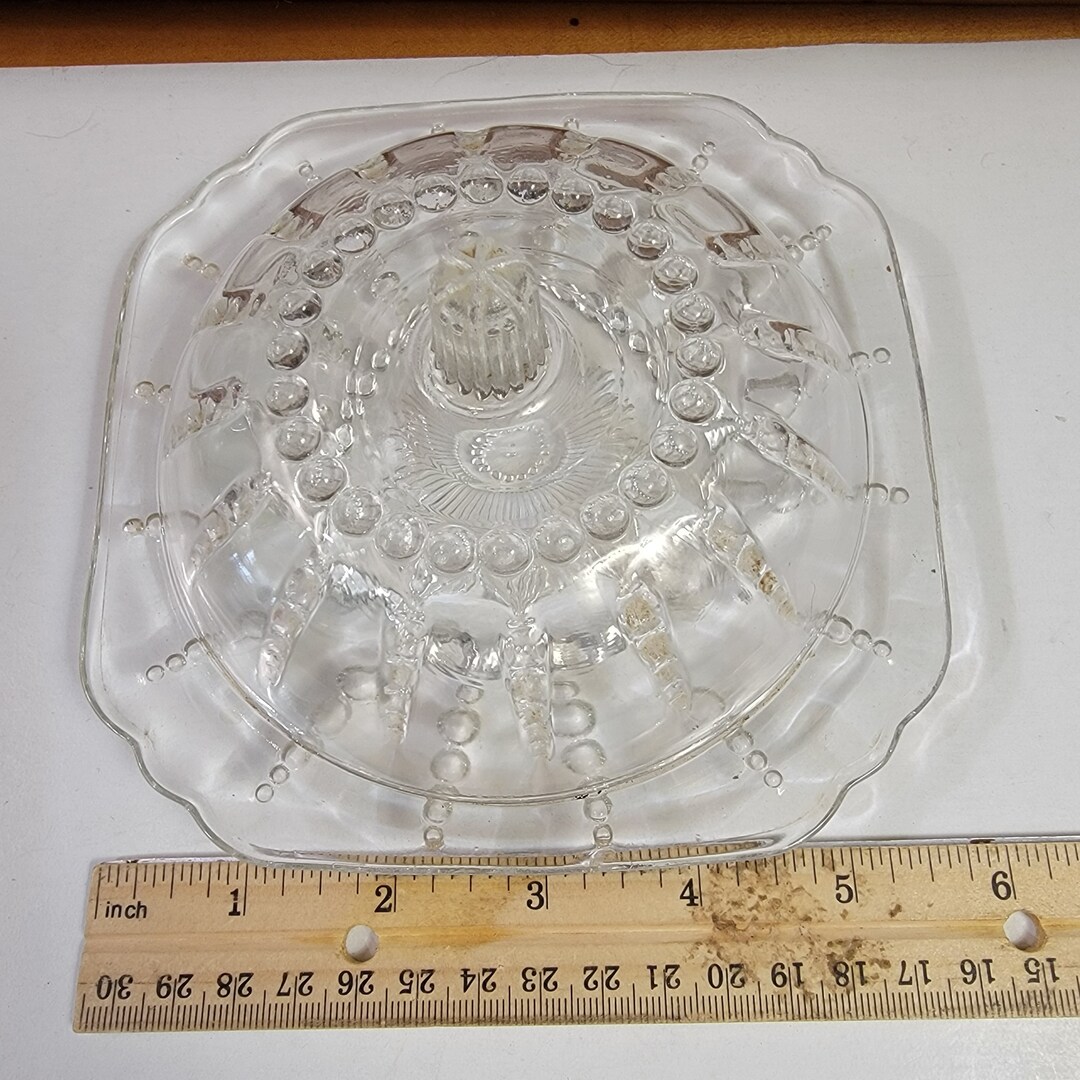 Vintage Depression Glass, Oyster and Pearl Butter Dish With Lid