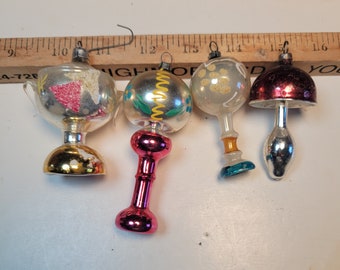 Vintage figural glass ornaments. blown glass Christmas lamps  or urn ornaments, hand blown ornament, vintage holiday FREE SHIPPING