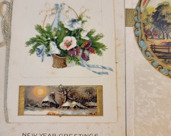 Vintage New Years postcards, New Years cards, old post cards, vintage post cards, holiday post cards, New Years Day, Free Shipping