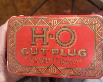 H O Tobacco Tin, HO Cut Plug Tobacco, Vintage Tins, Tobacco Tins, Old Tins,  Tobacciana, Free Shipping