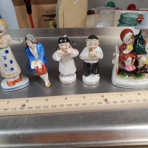 Japanese figurines, vintage figures. old figurines, bisque figurines, small Japanese figures, FREE SHIPPING